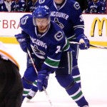 The Sedins setting up for a face-off. Image Courtesy of Wikipedia Commons.