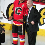 Jarome Iginla received golden stick in honour of his 500th goal.