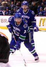 The Sedins setting up for a face-off. Image Courtesy of Wikipedia Commons.