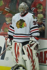 Ray Emery with the Chicago Blackhawks. Image courtesy of Wikimedia Commons.