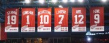 Red Wings legends have their numbers honoured at Joe Louis Arena in Detroit. Image courtesy of Wikimedia Commons.